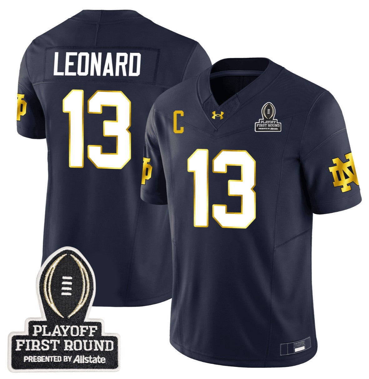 Riley Leonard Jersey #13 Notre Dame Fighting Irish CFP First Round Patch
