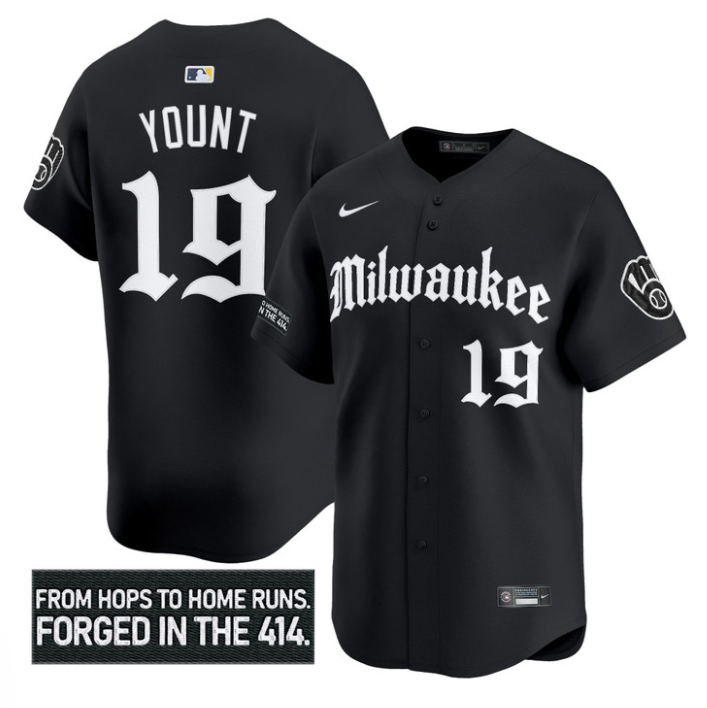 Robin Yount Jersey #19 Milwaukee Brewers Gothic 414 Shadows Edition