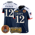 Roger Staubach Jersey #12 Navy Midshipmen 2025 Trophy Champions Stitched Navy Alternate