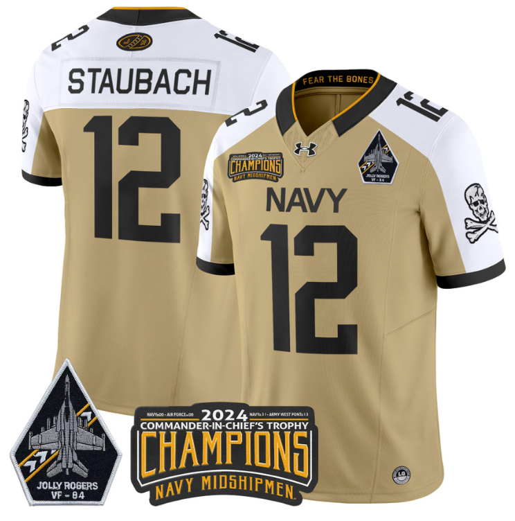 Roger Staubach Jersey #12 Navy Midshipmen 2024 Jolly Rogers Champions