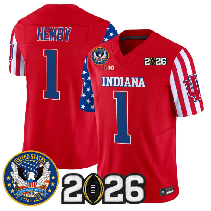 Roman Hemby Jersey #1 Indiana Hoosiers America 250 Edition 2026 CFP Stitched