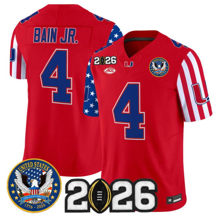 Rueben Bain Jr Jersey #4 Miami Hurricanes America 250 Edition 2026 CFP Stitched