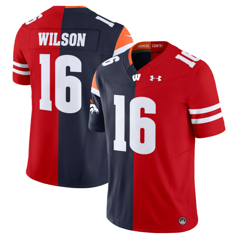 Russell Wilson Jersey Broncos #16 Wisconsin Badgers Split Vapor Football