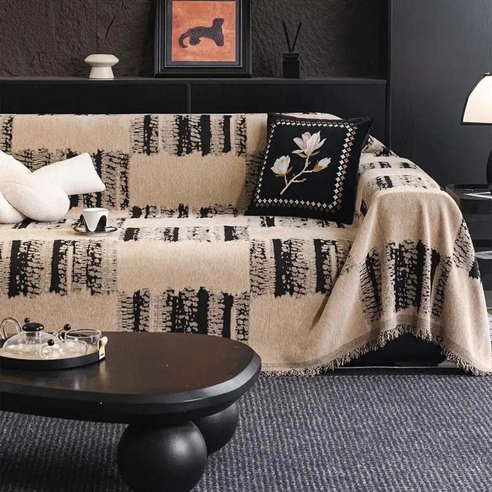Rustic Abstract Chenille Sofa Cover