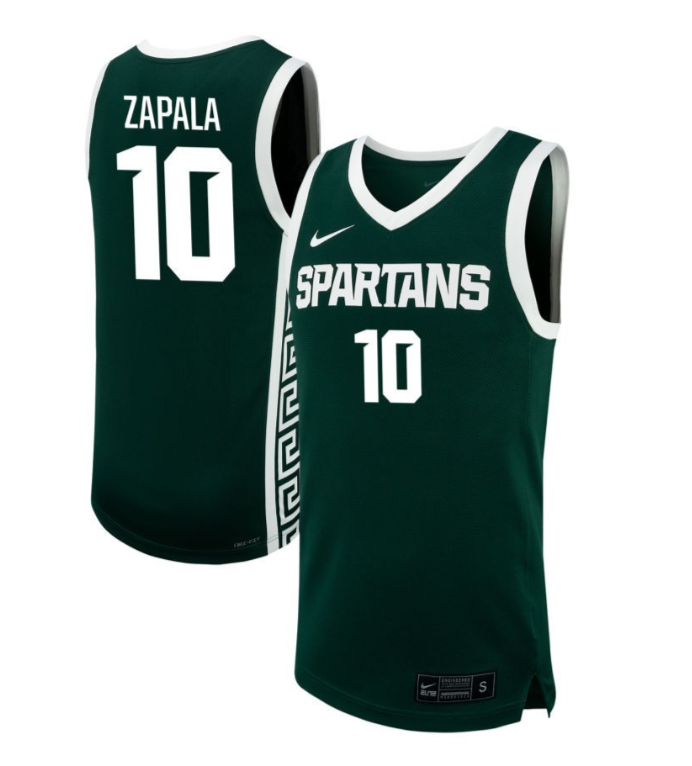 Szymon Zapala Jersey #10 Michigan State Spartans NIL Basketball Green