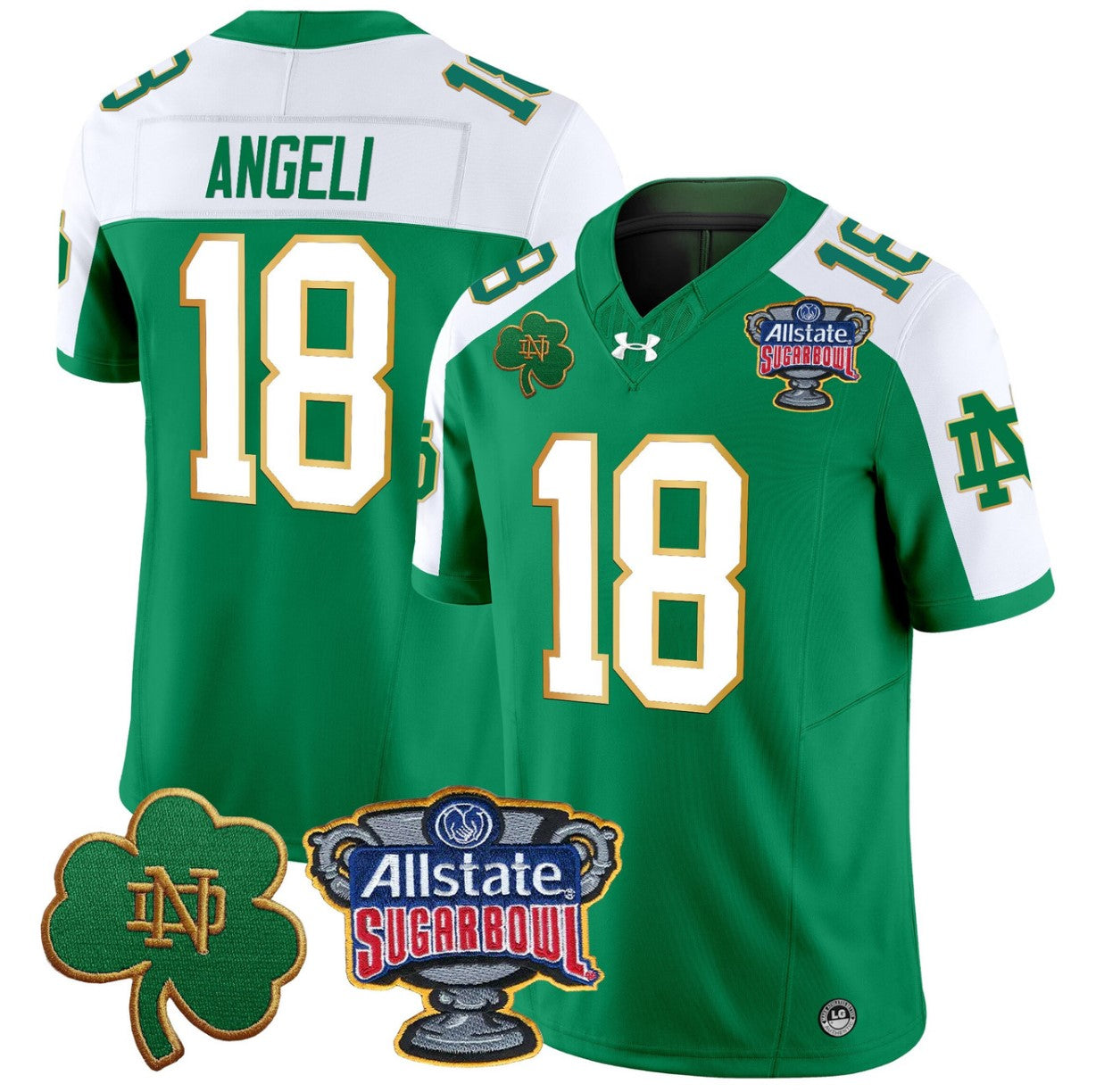 Steve Angeli Jersey #18 Notre Dame 2024 Sugar Bowl Patch V2 Stitched