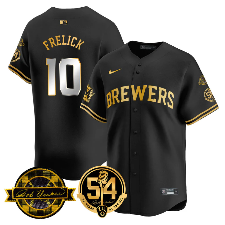 Sal Frelick Jersey #10 Milwaukee Brewers 2025 Bob Uecker, 54 Seasons for Brewers Stitched