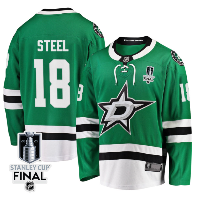 Sam Steel 18 Dallas Stars 2025 STANLEY CUP Final Patch Home Men Jersey Black