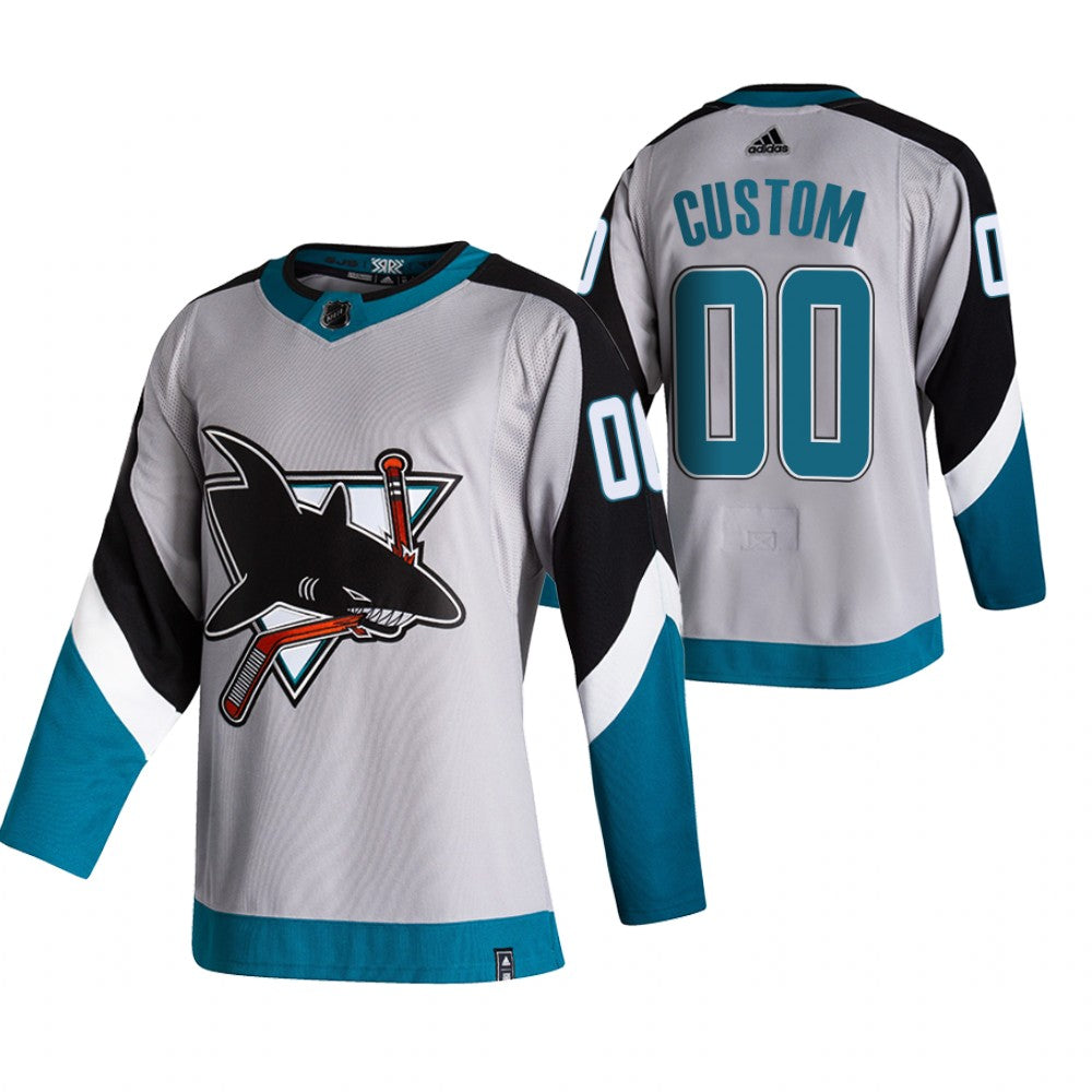 San Jose Sharks Custom Grey 2020-21 Reverse Retro Alternate NHL Jersey Stitched