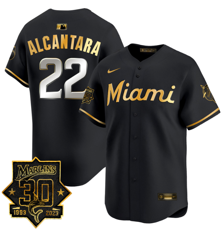 Sandy Alcantara Jersey #22 Miami Marlins 30 Seasons Anniversary Patch Limited Stitched