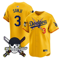 Sanji Jersey #3 Dodgers One Piece Zoro Patch Premier Stitched