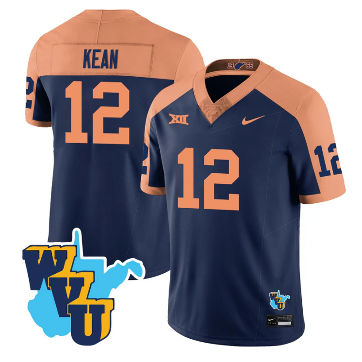 Scott Kean Jersey #12 West Virginia Mountaineers 1965-2025 Throwback