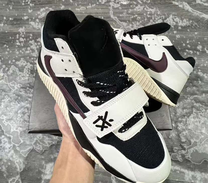 Travis Scott x Jumpman Jack Black White Burgundy Shoes Sneakers