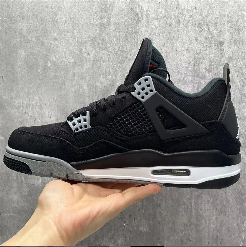 Air Jordan 4 Retro Black Canvas Shoes Sneakers