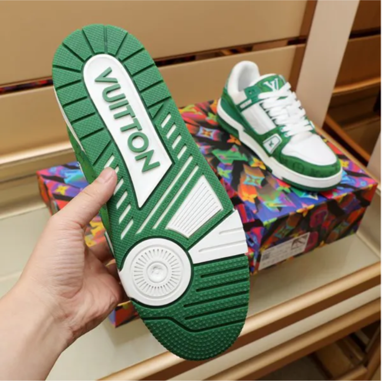 LV Trainer Denim Monogram Green Shoes Sneakers