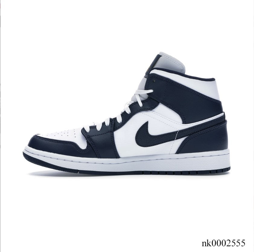 Air Jordan 1 Mid White Metallic Gold Obsidian Shoes Sneakers