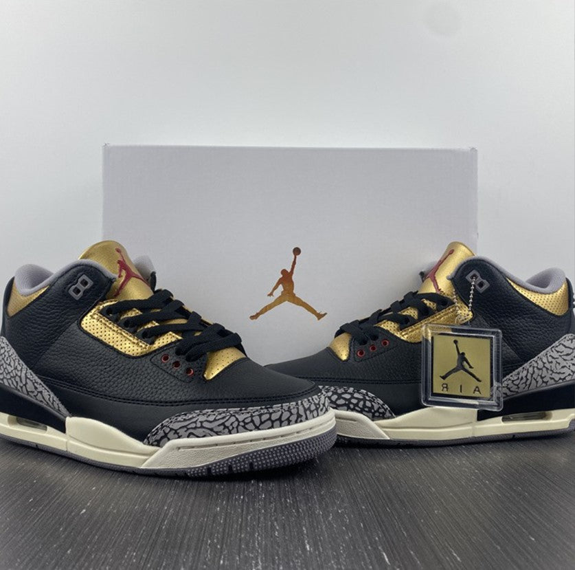 Air Jordan 3 Black Gold Shoes Sneakers