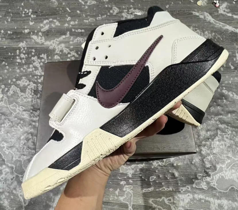 Travis Scott x Jumpman Jack Black White Burgundy Shoes Sneakers