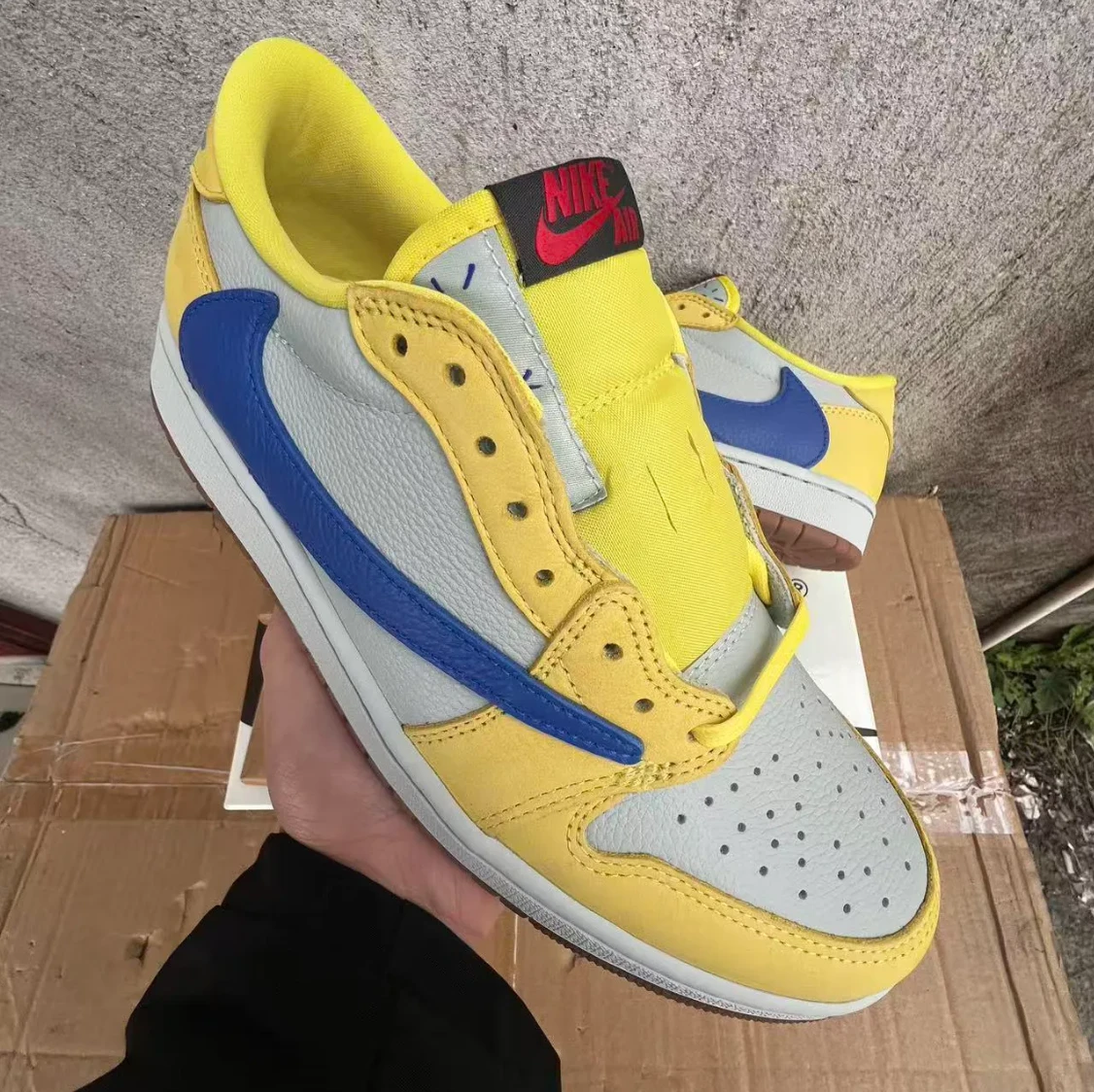 Travis Scott x Air Jordan 1 Retro Low Canary Shoes Sneakers