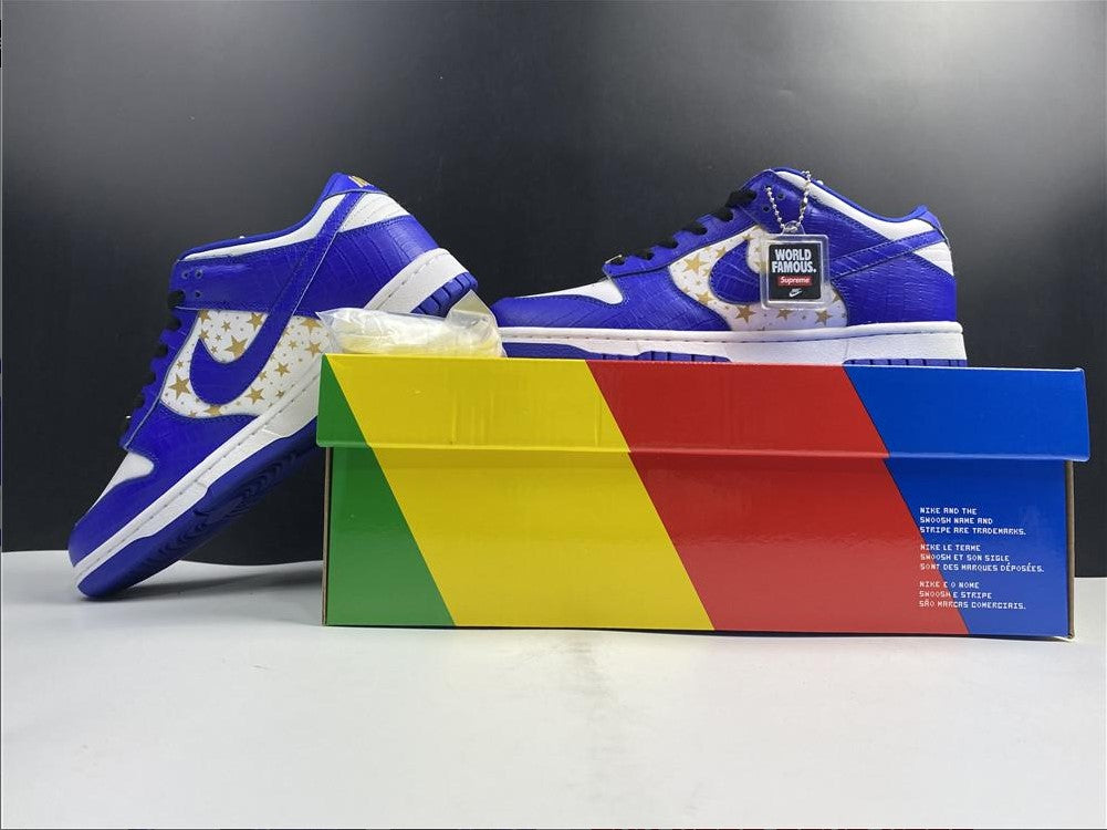 SB Dunk Low White Blue x Supreme Shoes Sneakers