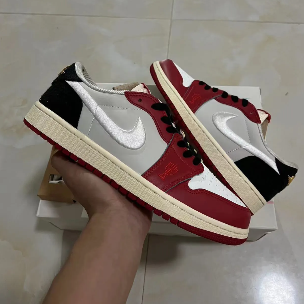 Trophy Room x Air Jordan 1 Low OG (White Swoosh) Shoes Sneakers