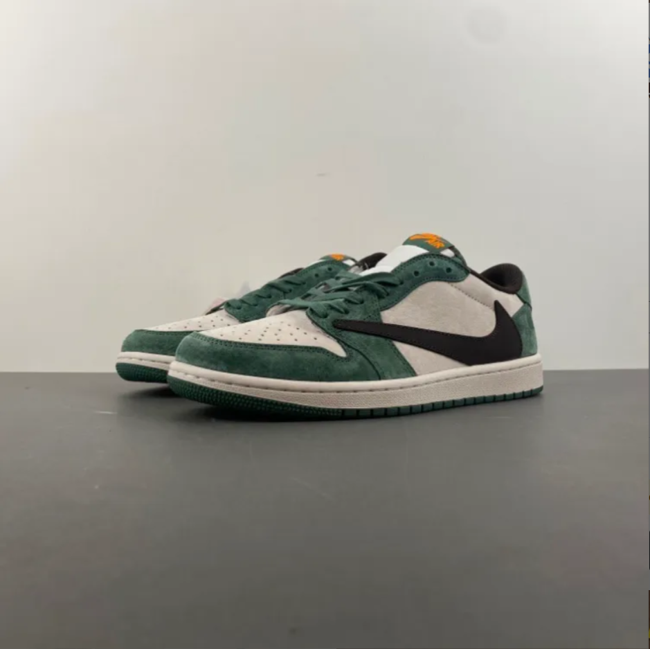 Travis Scott x Air Jordan 1 Low OG SP Green Velvet Shoes Sneakers