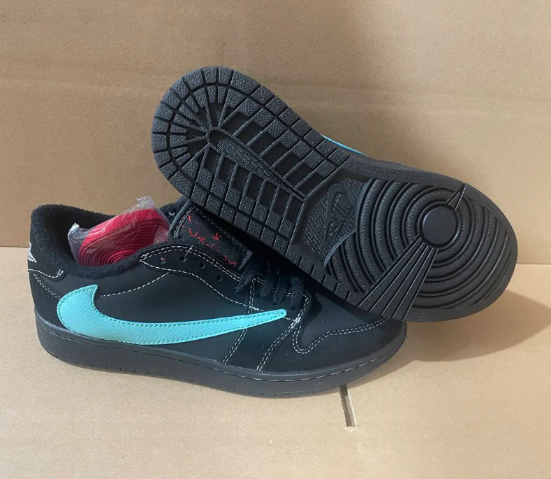 Travis Scott x AJ 1 Low Tiffany Black Phantom Shoes Sneakers