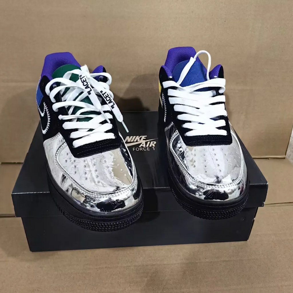 LV x Air Force 1 Low ‘Virgil Abloh Purple Metallic Silver’ Shoes Sneakers