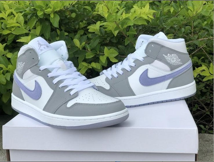 Air Jordan 1 Mid Wolf Grey Aluminum Shoes Sneakers
