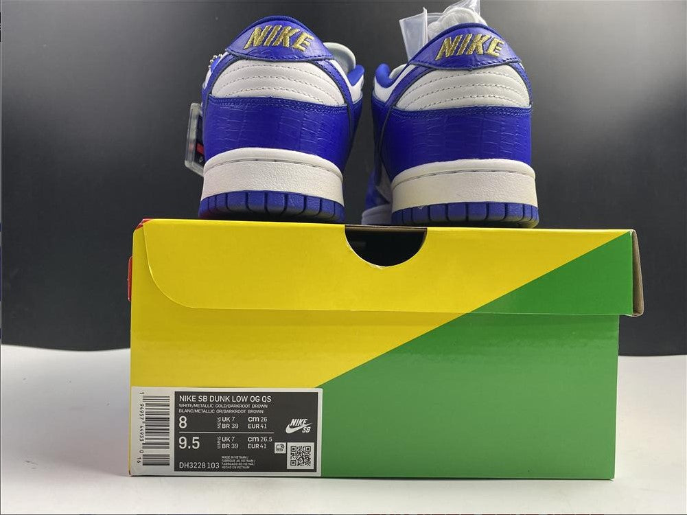 SB Dunk Low White Blue x Supreme Shoes Sneakers