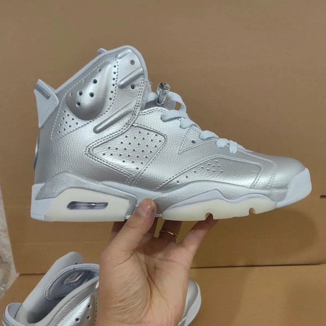 PSG x Air Jordan 6 Metallic Silver Shoes Sneaker