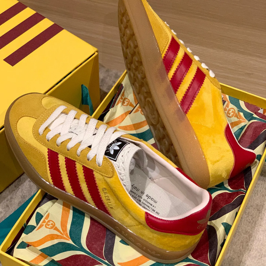 GG x AD Gazelle ‘Yellow Red’ Shoes Sneakers