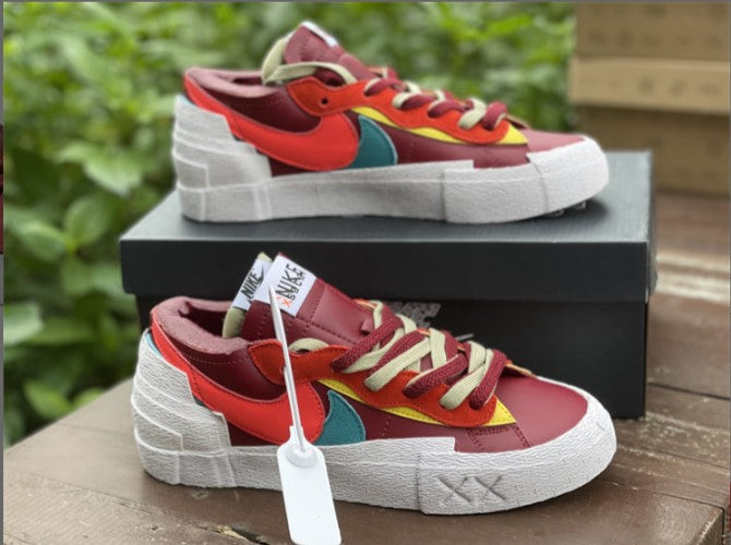 Sacai x KAWS x Blazer Low Team Red Shoes Sneakers