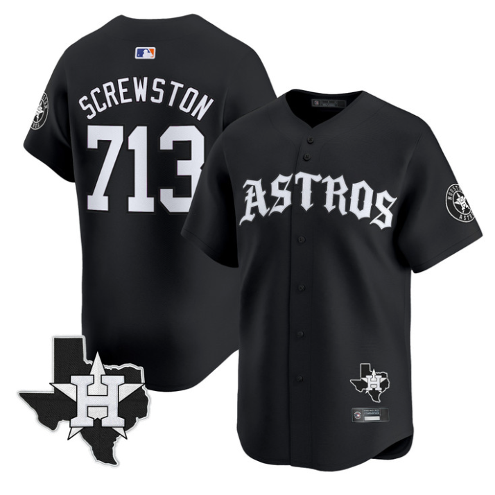 Screwston Jersey #713 Houston Astros Old English Edition Stitched