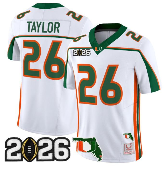 Sean Taylor Jersey #26 Miami Hurricanes Throwback 2026 CFP Final Florida Patch