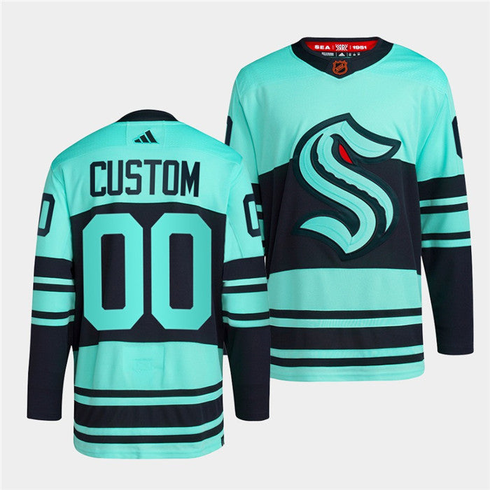Seattle Kraken Custom Ice Blue 2022-23 Reverse Retro Stitched Jersey Stitched