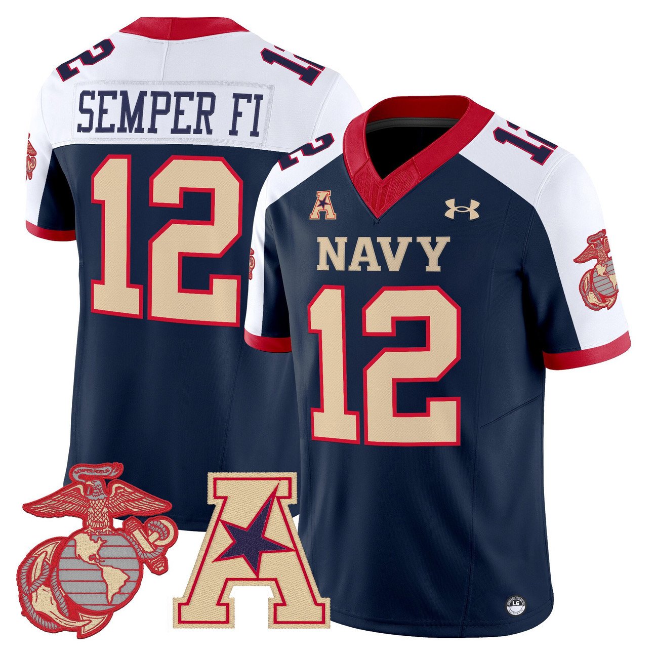 Semper Fi Jersey #12 Navy Midshipmen Vapor USMC Premier Stitched