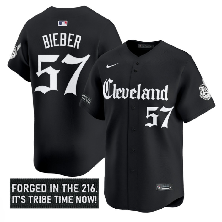 Shane Bieber Jersey #57 Cleveland Indians Gothic Iron Edition Stitched