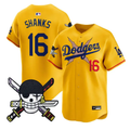 Shanks Jersey #16 Dodgers One Piece Zoro Patch Premier Stitched