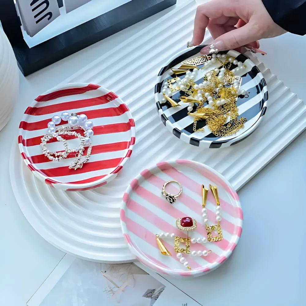 Silva Ceramic Stripe Jewelry Tray