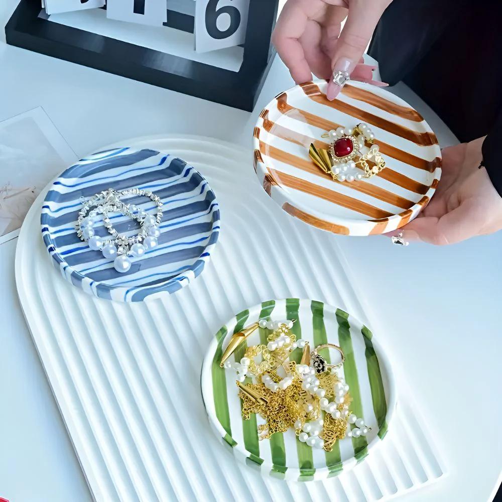 Silva Ceramic Stripe Jewelry Tray