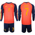 Spain #7 RAUL Jersey National Team x World Cup 2026 Long Sleeve Home Red On Field Soccer