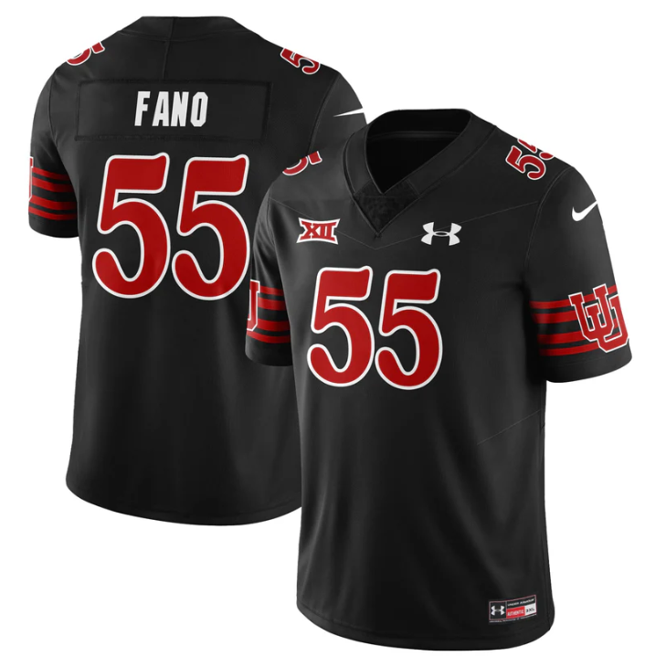 Spencer Fano Jersey #55 Utah Football 2025 Dark Mode Limited Stitched