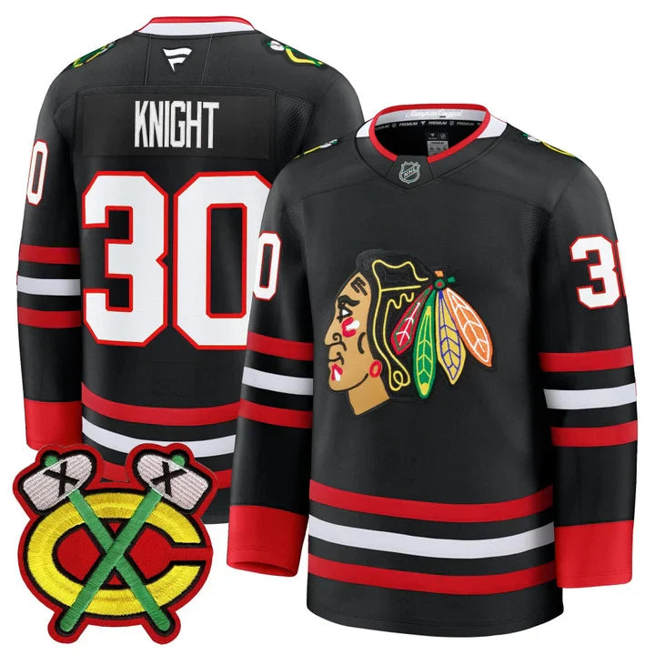 Spencer Knight Jersey #30 Chicago Blackhawks 2025-26 Premium Stitched