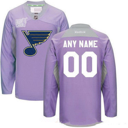 St. Louis Blues Purple Pink Custom Reebok Hockey Fights Cancer Practice Jersey Stitched