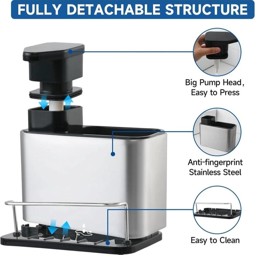 Stainless Steel Dish Soap Dispenser & Utensil Rack