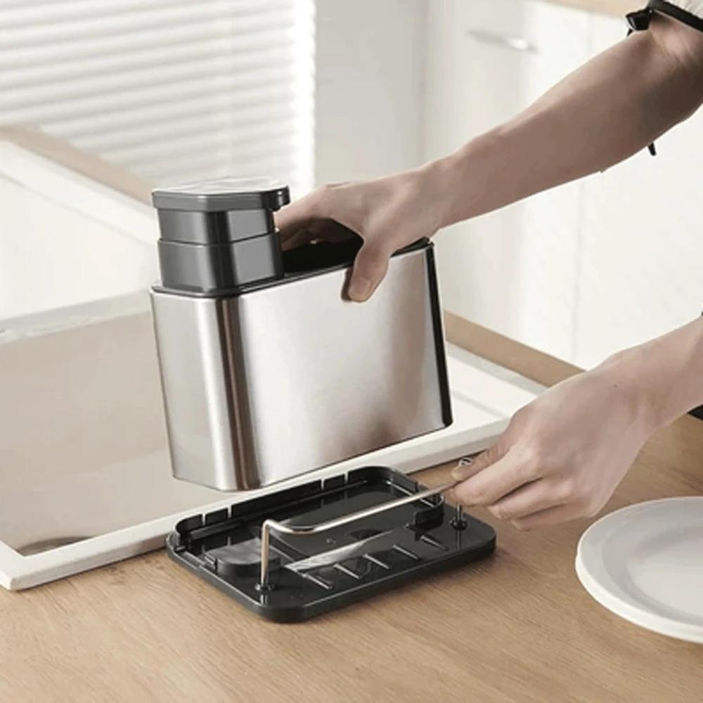 Stainless Steel Dish Soap Dispenser & Utensil Rack