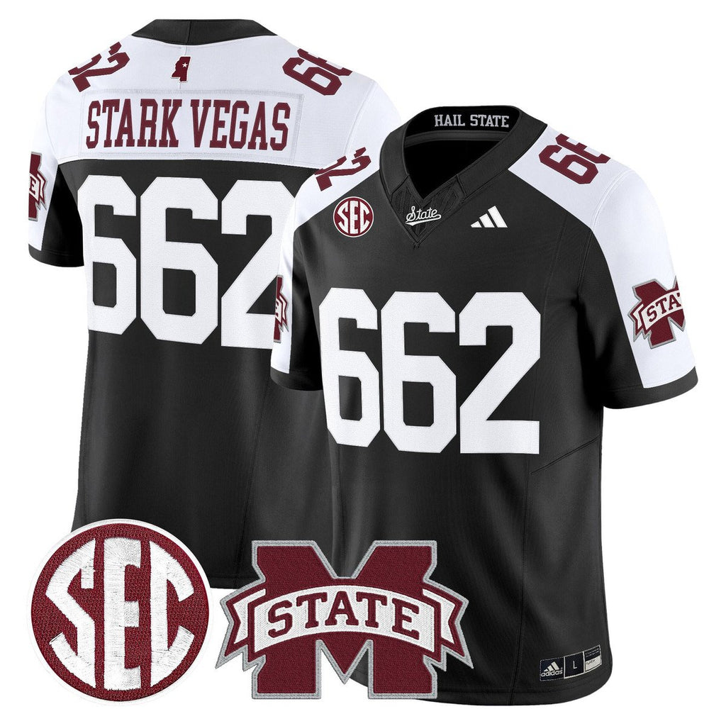 Stark Vegas Jersey #662 Mississippi State Bulldogs Dark Mode Stitched