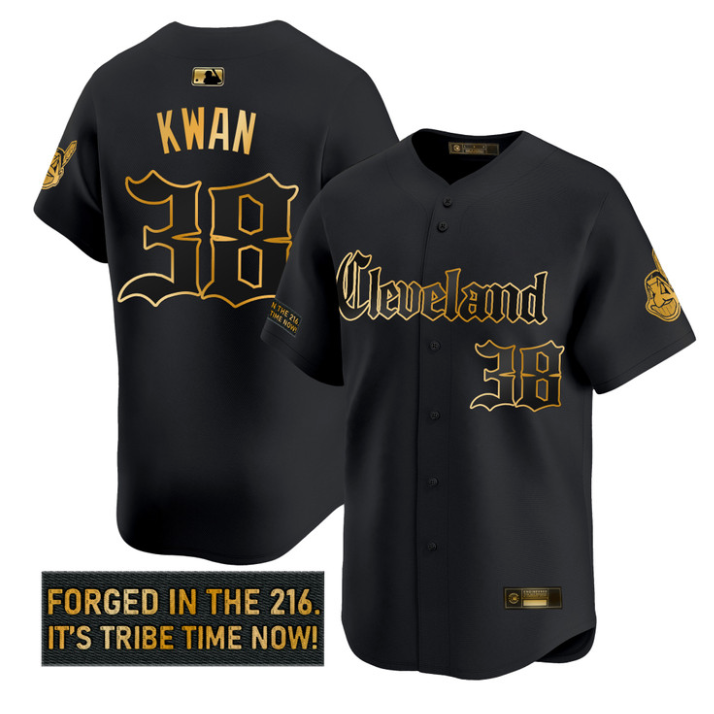 Steven Kwan Jersey #38 Cleveland Indians Gothic Iron Edition Stitched