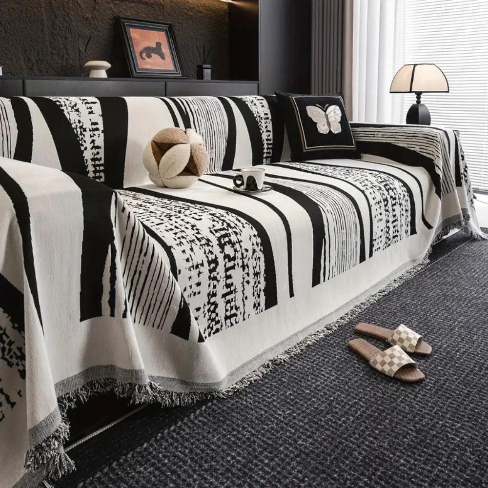 Stone Bohemian Fringe Sofa Cover